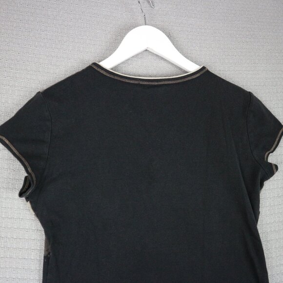 Blue Canyon Made in USA Embellished Floral V Neck Shirt Womens Large - Picture 7 of 8